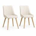 2er Set Esszimmerstühle Creme PU-Kunstleder mit Massivholzbeinen 49 x 57 x 82 cm