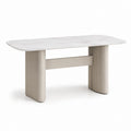 Esstisch Weiß Marmoroptik MDF Rechteckig 140 x 80 x 75 cm