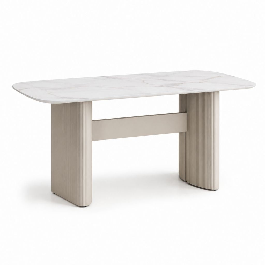 Esstisch Weiß Marmoroptik MDF Rechteckig 140 x 80 x 75 cm