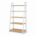 Standregal 5 Ebenen Weiß Bambus und Stahl 60 x 30 x 180 cm