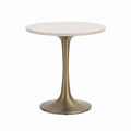 Runder Esstisch Weiß Gold MDF Stahl Ø 80 cm Höhe 75 cm