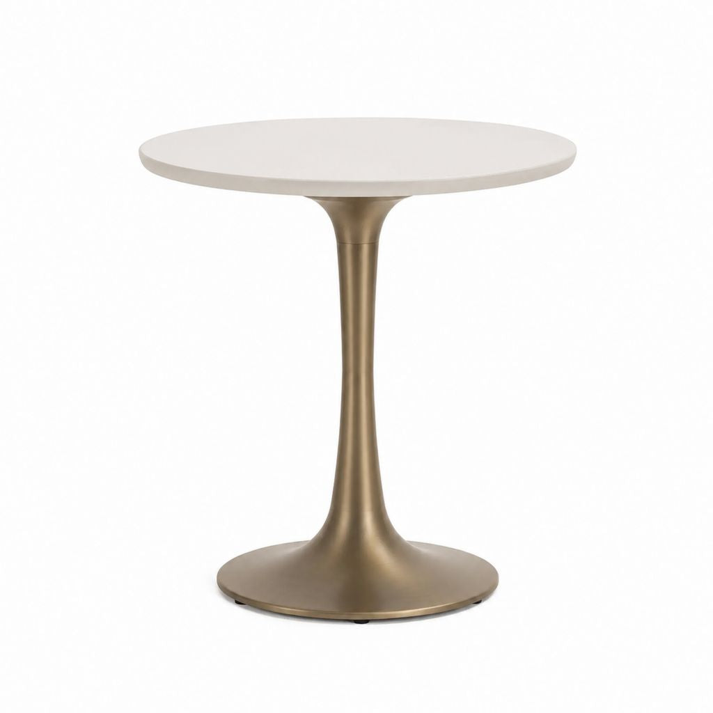 Runder Esstisch Weiß Gold MDF Stahl Ø 80 cm Höhe 75 cm