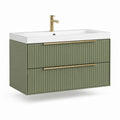 Waschtischunterschrank Set Olivgrün MDF mit Keramikwaschbecken rechteckig 80 x 46 x 55 cm
