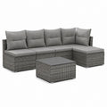5-teiliges Gartenlounge Set Grau aus PE-Rattan mit Polyesterkissen 210 x 140 x 63 cm