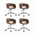 4er Set Esszimmerstühle Drehstühle Grau PU Nussbaumfurnier Höhenverstellbar 58 x 60 x 80-90 cm