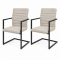 2er Set Esszimmerstühle Beige mit PU-Bezug und Stahlgestell 56 x 61 x 88 cm