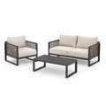3-teiliges Gartensofa-Set Beige mit pulverbeschichtetem Aluminium und PE-Geflecht Sofa 130 x 75 x 70 cm