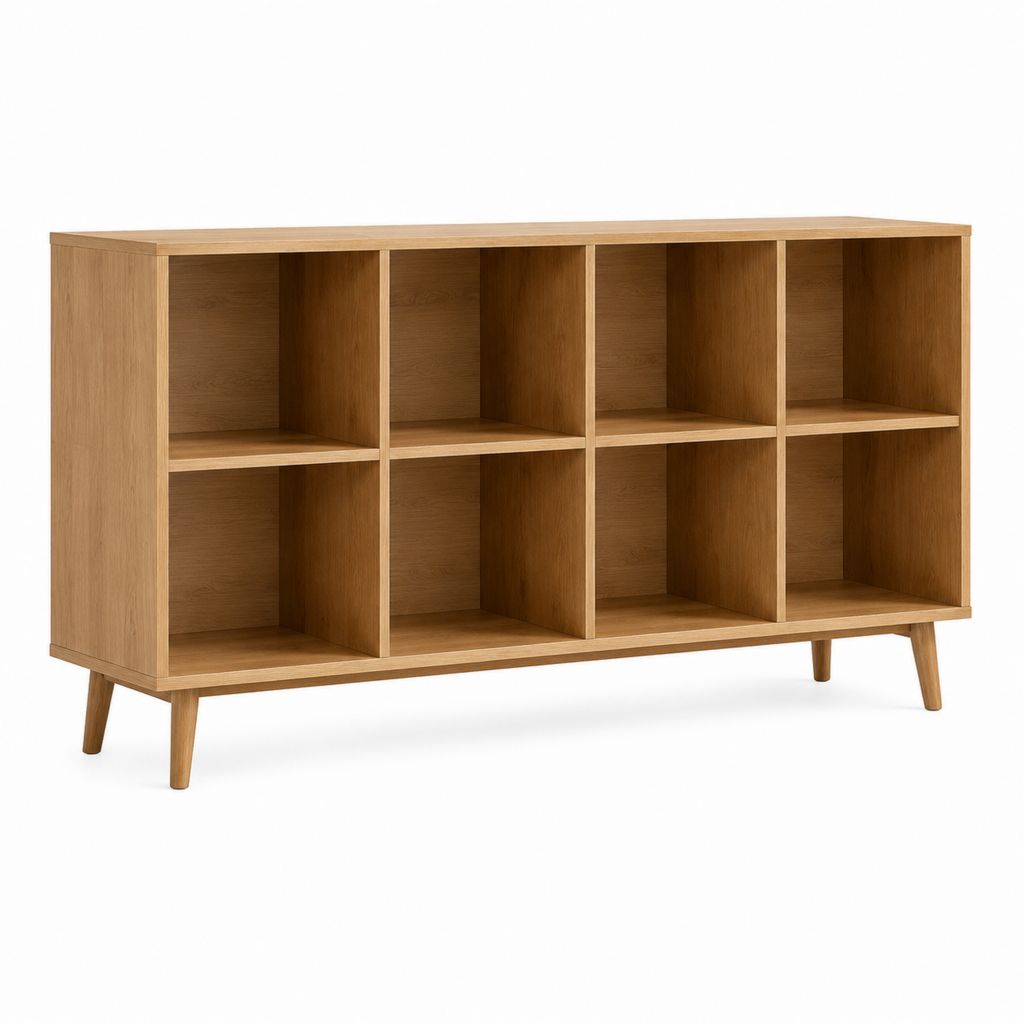 Bücherregal mit 8 Fächern in Eiche-Optik aus MDF 160 x 40 x 90 cm