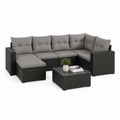 5-teiliges Gartenlounge-Set Schwarz Grau aus PE-Rattan mit Glas-Couchtisch 260 x 200 cm