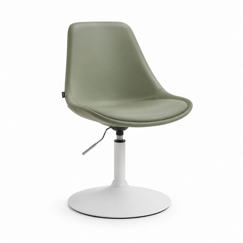 Drehbarer Esszimmerstuhl Olivgrün mit PU-Bezug und Stahlfuß höhenverstellbar 82-94 cm