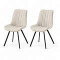 2er Set Esszimmerstühle Creme PU-Kunstleder mit Stahlbeinen 55 x 60 x 86 cm