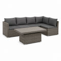 Gartenlounge Set Ecksofa mit Couchtisch Grau PE-Rattan L-Form 220 x 170 x 75 cm