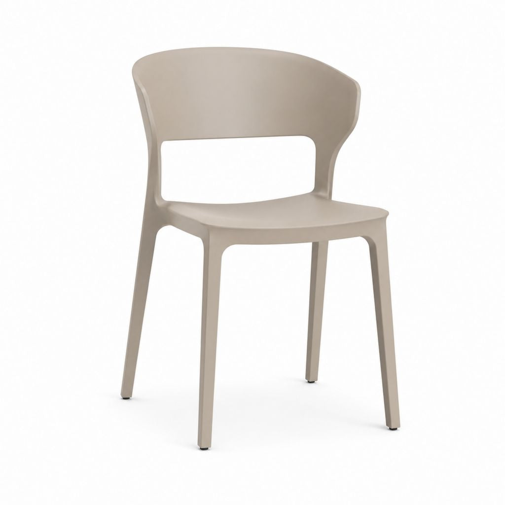 Esszimmerstuhl Taupe aus Polypropylen mit Rückenlehne 52 x 54 x 80 cm