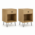 2er Set Nachttische Eichefarben Spanplatte mit Schublade und offenem Fach 40 x 35 x 60 cm