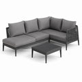 3-teiliges Gartenlounge Set Ecksofa mit Couchtisch Anthrazit Aluminium 210 x 145 x 68 cm