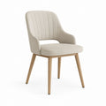 Esszimmerstuhl mit Armlehnen Beige Polyester Massivholzgestell 56 x 61 x 82 cm